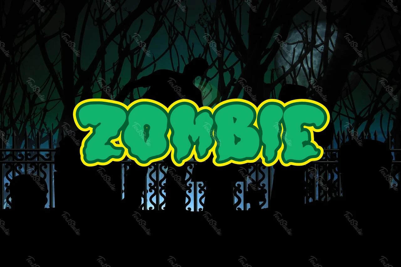 Effet de texte zombie sur fond de cimetière