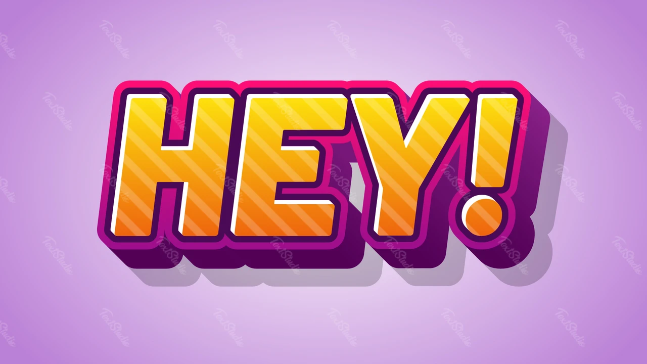Texte 3d de style cartoon jaune mauve