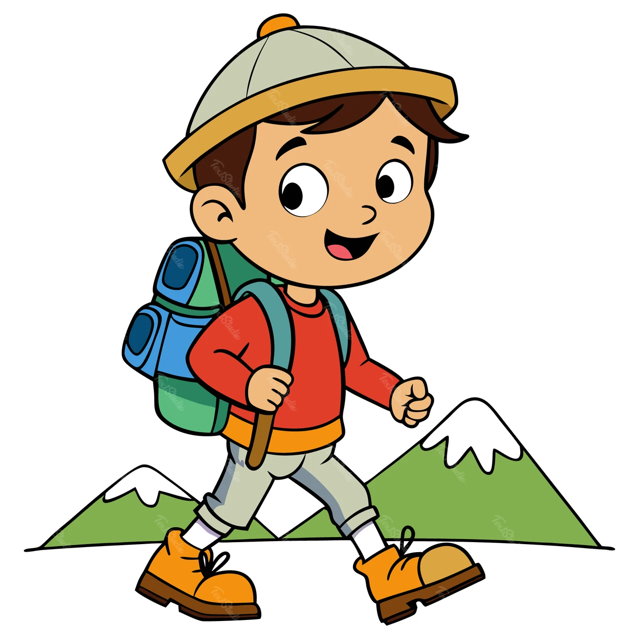 Verspielt Cartoon-Charakter Wandern Illustration