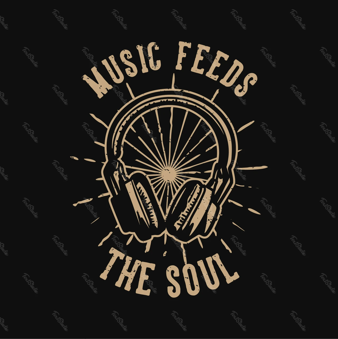 Vintage Music Illustration with Headphones