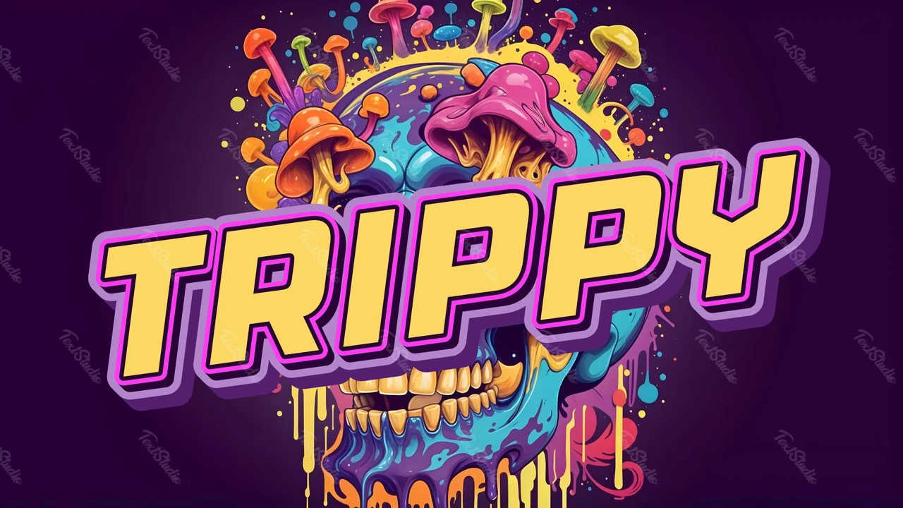 Psychedelic Skull and Mushrooms Text Effect