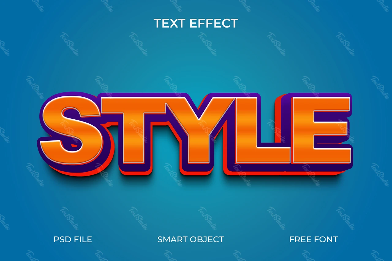 Efeito de texto retrô 3d com sombras