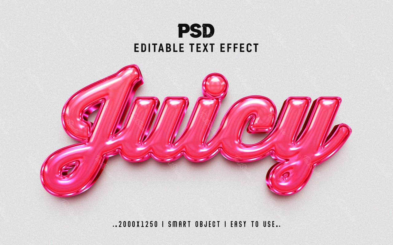 Effet de texte 3d rose brillant juteux