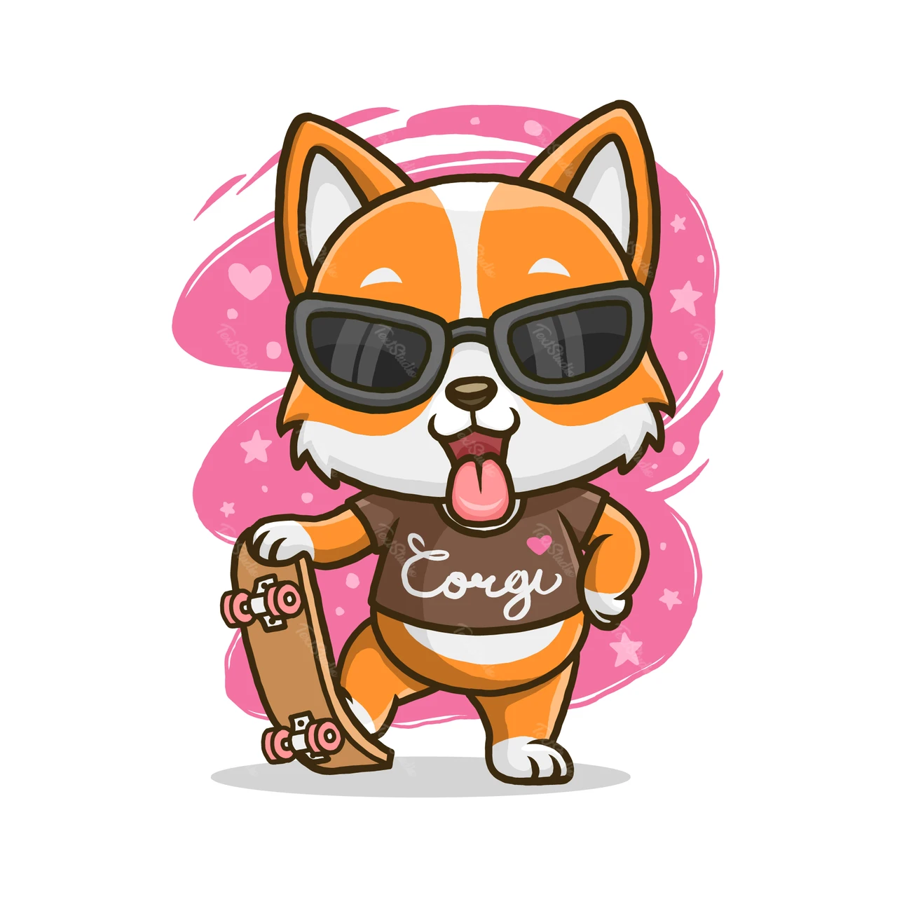 Chibi Style Cute Corgi Character Illustration