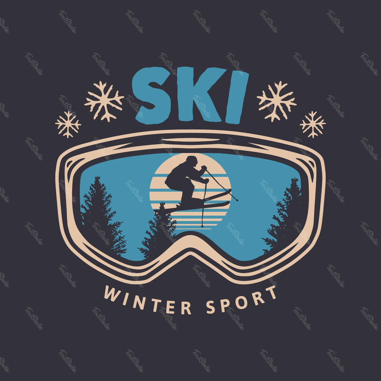 Vintage Skiing Emblem Design