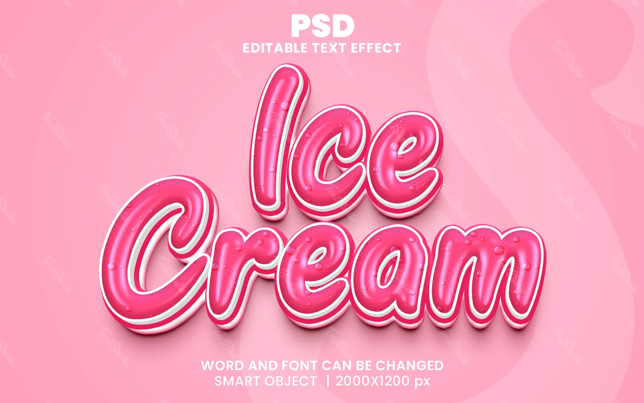 Helado 3d efecto de texto