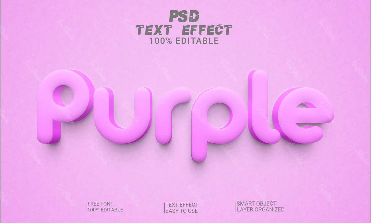 Фиолетовый пастельный 3d шрифт с эффектом стиля