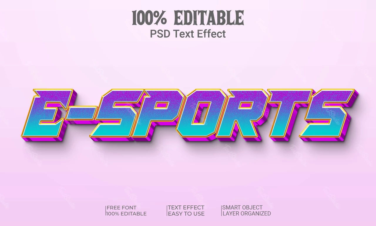E-sports retro gaming 3d text effect