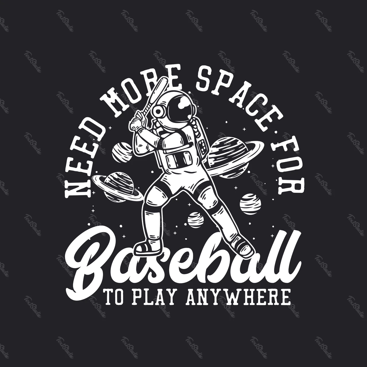 Vintage Space Baseball Illustration