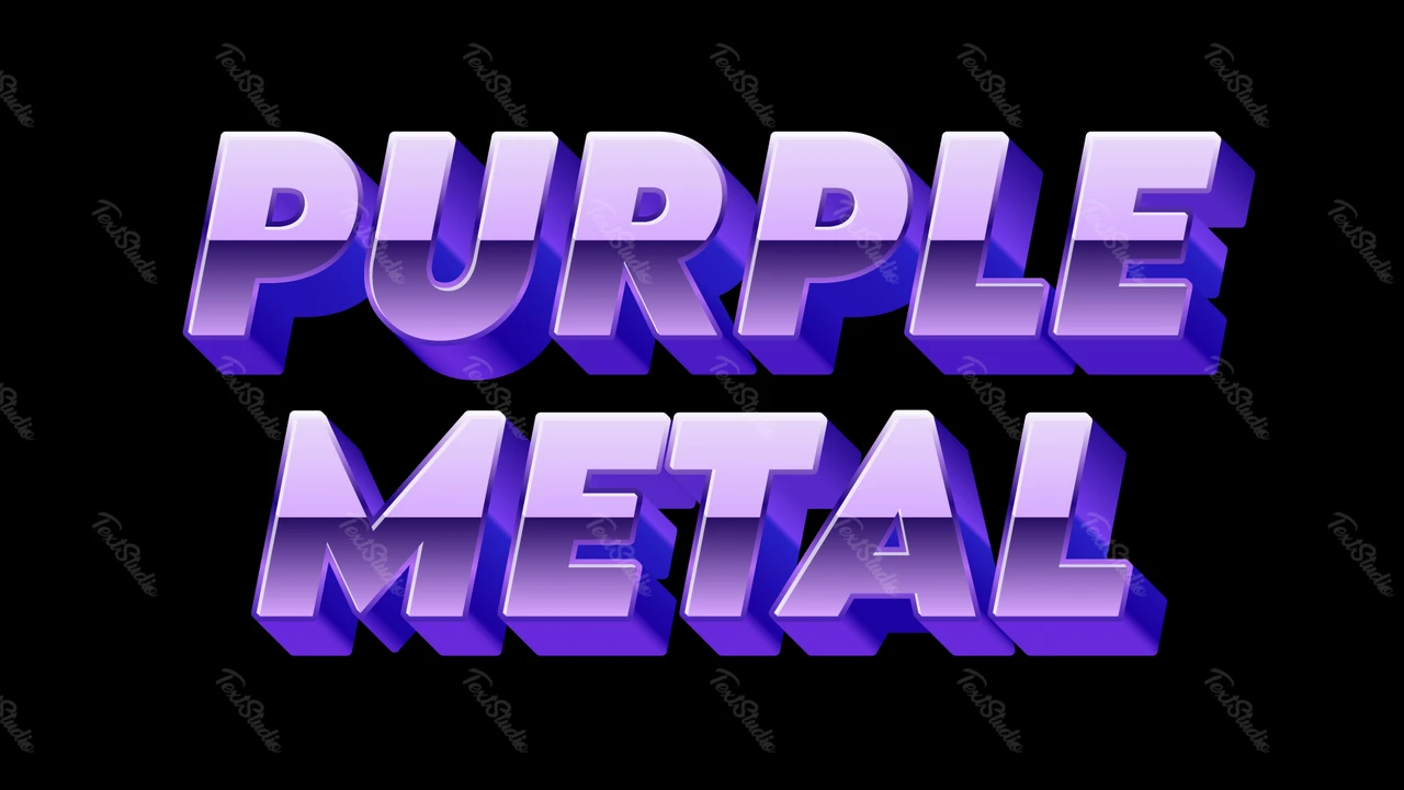 Texto em 3D em roxo metálico