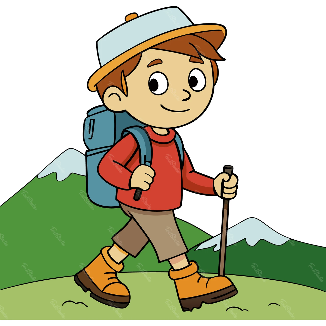 Cartoon-Stil Wandern Charakter Illustration