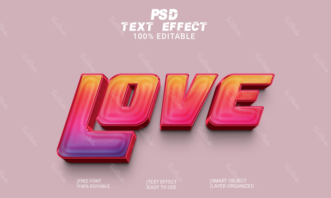 Funky amor 3d estilo de fuente efecto