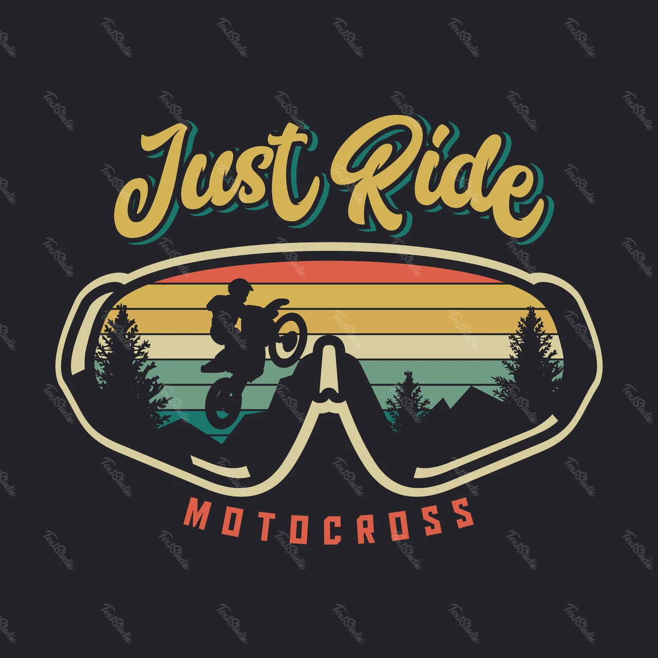 Retro-Motocross-Illustration mit Sonnenbrille