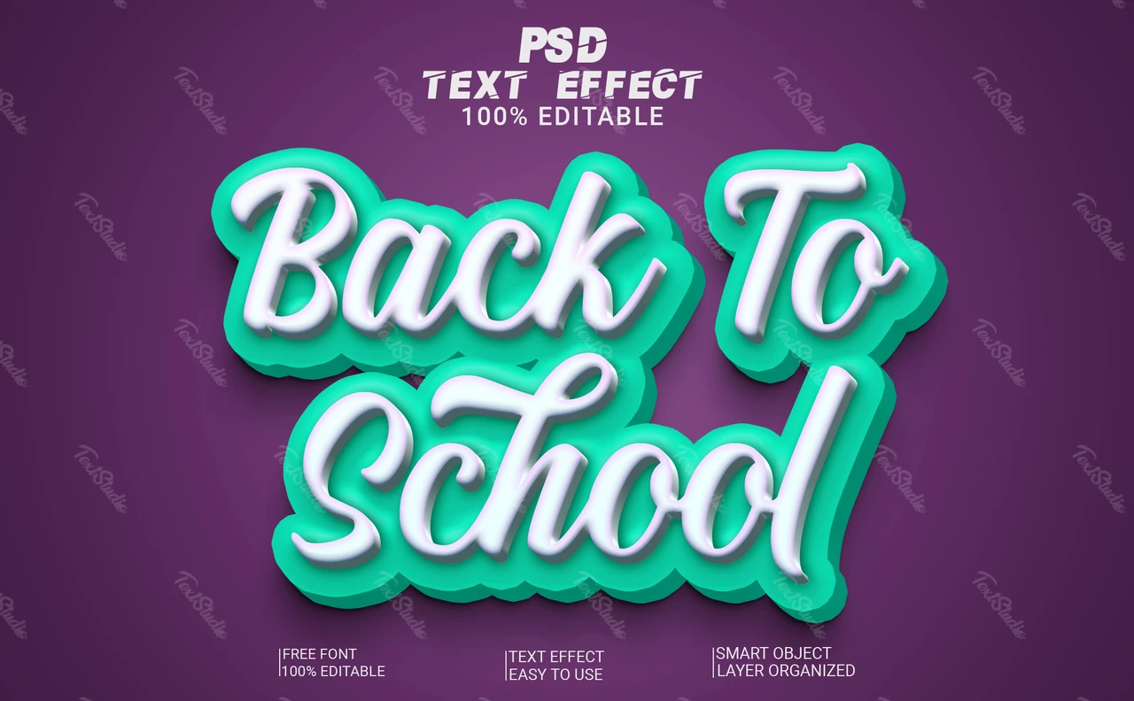Back To School 3D Font Style Effect
