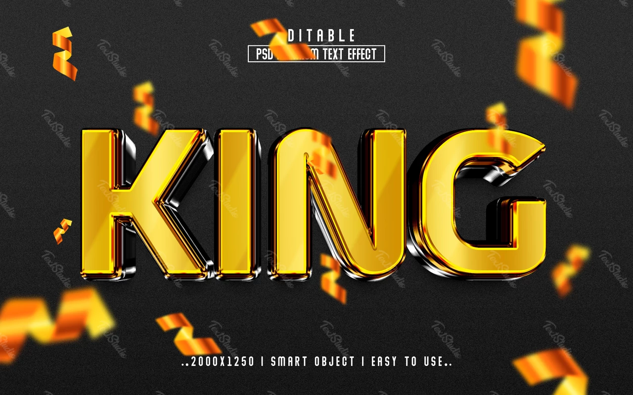 King Party Golden 3D Text Effect