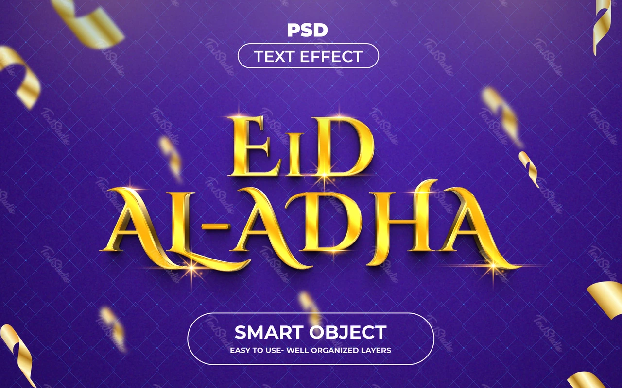 Eid Al Adha Oriental Golden Text Effect
