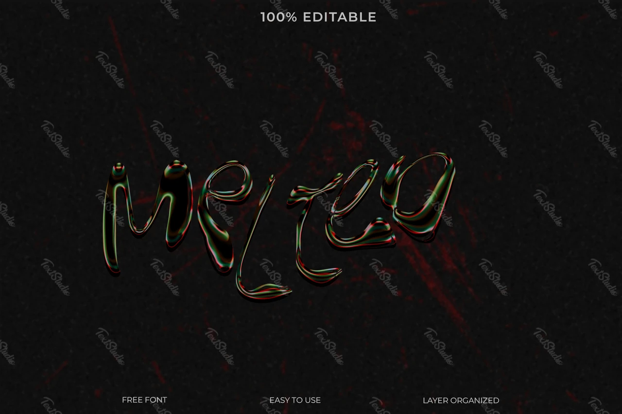 Melted Chromium Text Style Effect