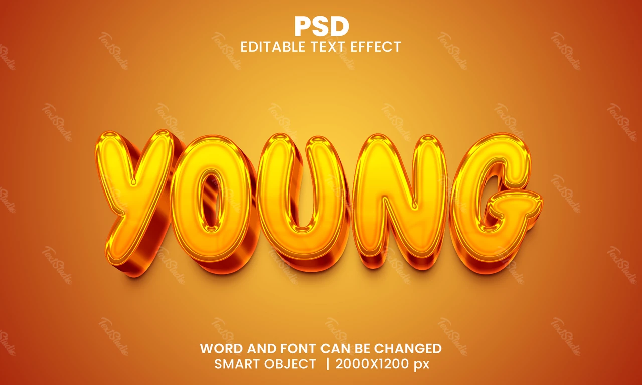 Young Yellow Crystal 3D Text Effect