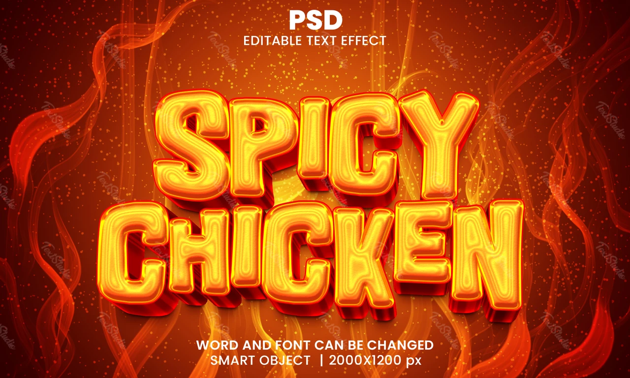 Spicy Chicken Hot Flame Fire 3D Text Effect