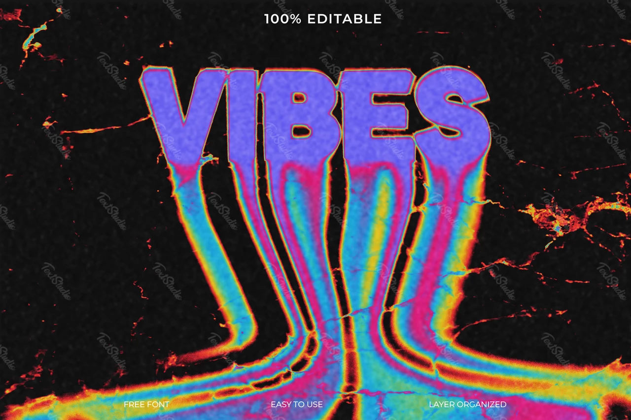 Vibes oscuro psicodélico visión térmica estilo de fuente efecto de texto