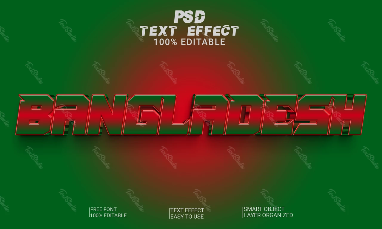 Bangladesh 3D Font Style Effect
