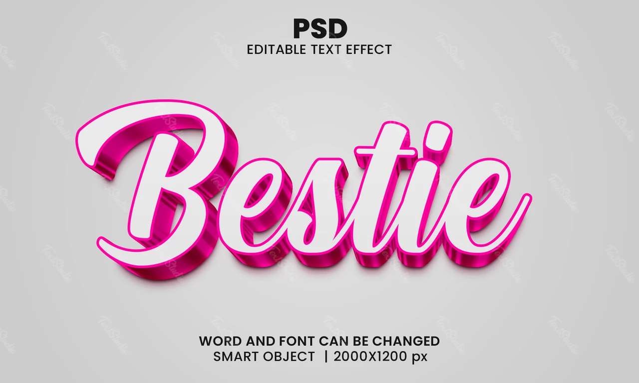 Bestie rosa cristal 3d efecto de texto