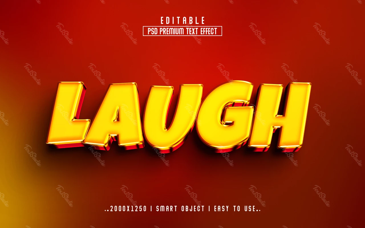 Laugh metallic edges 3d text effect