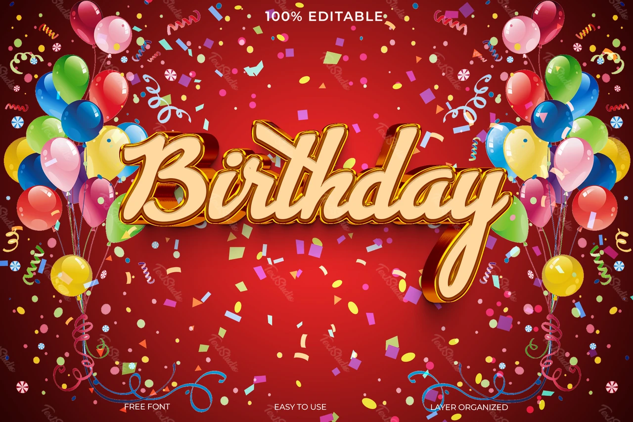 Efeito de estilo de texto de aniversário