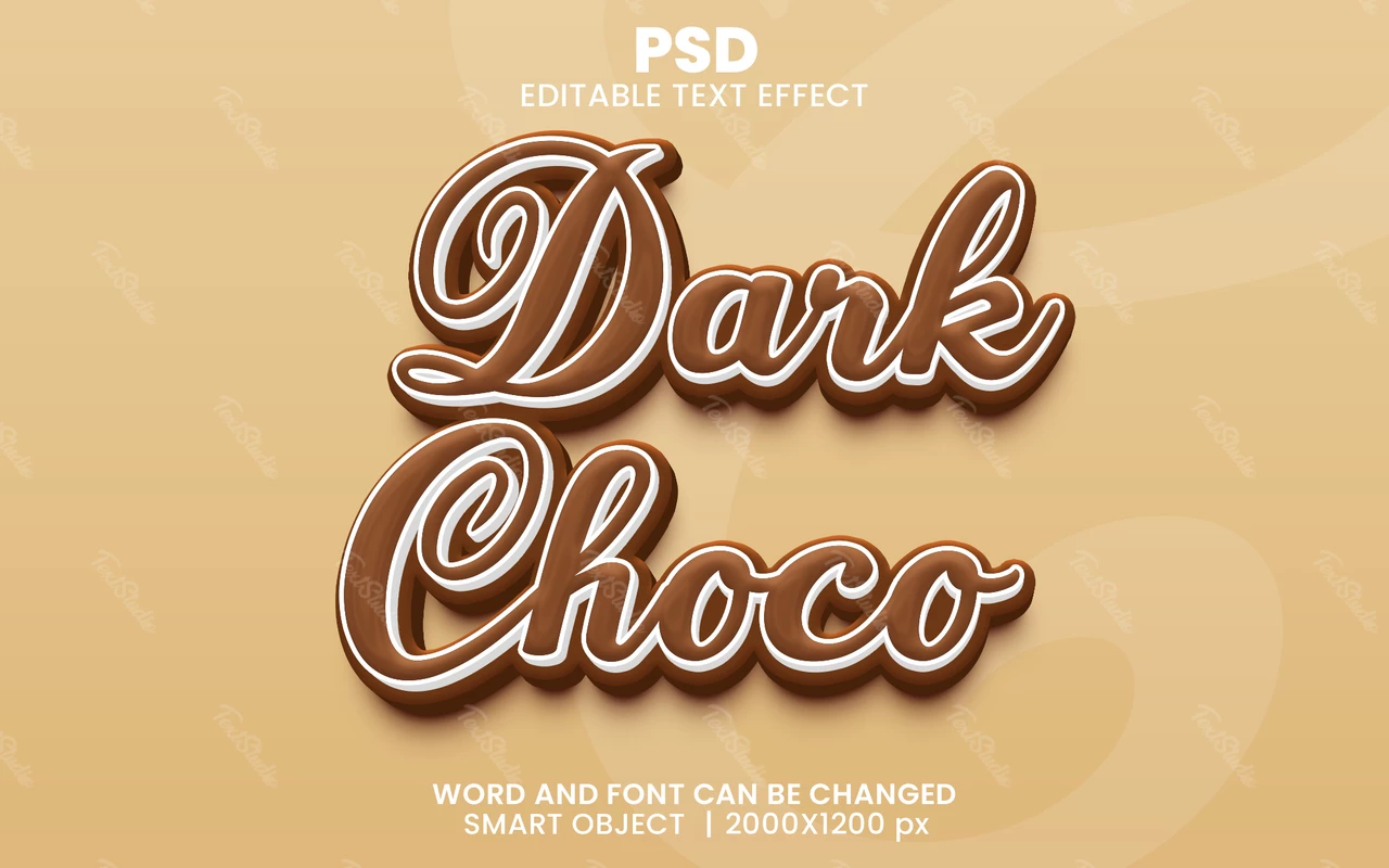 Effet de texte 3d brun choco foncé