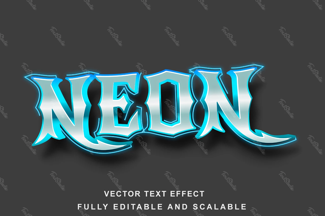 Neon icy vinking 3d font style effect