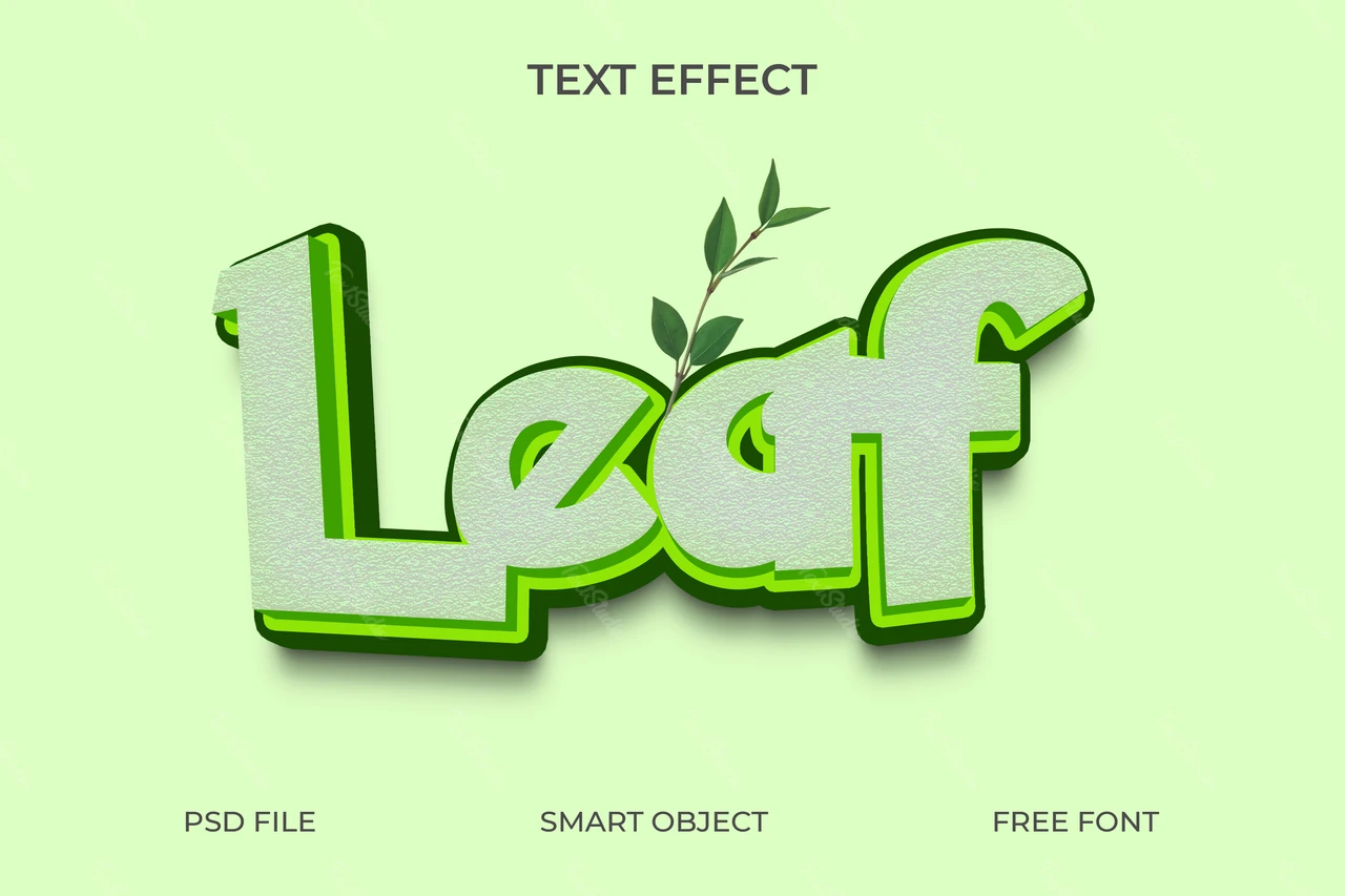 3d blad teksteffect met natuurelementen