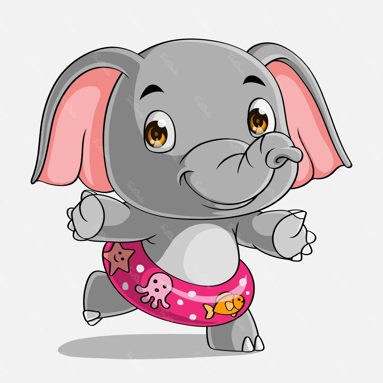 Cartoon Style Cute Elephant Illustration