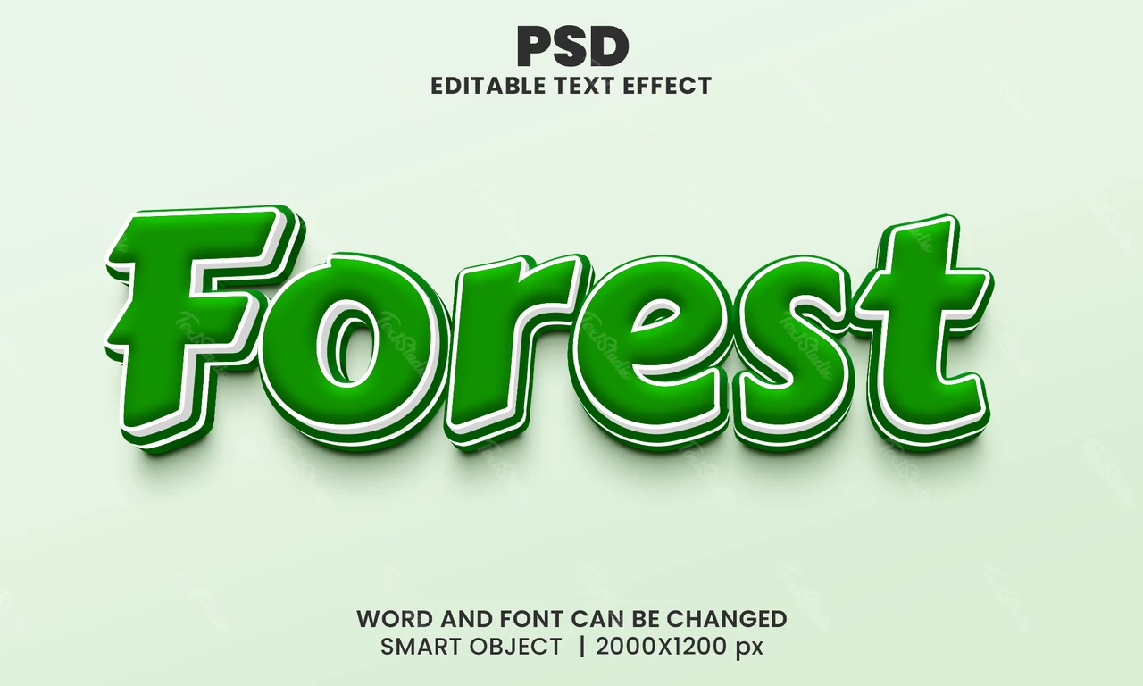 Effet de texte 3d forêt verte