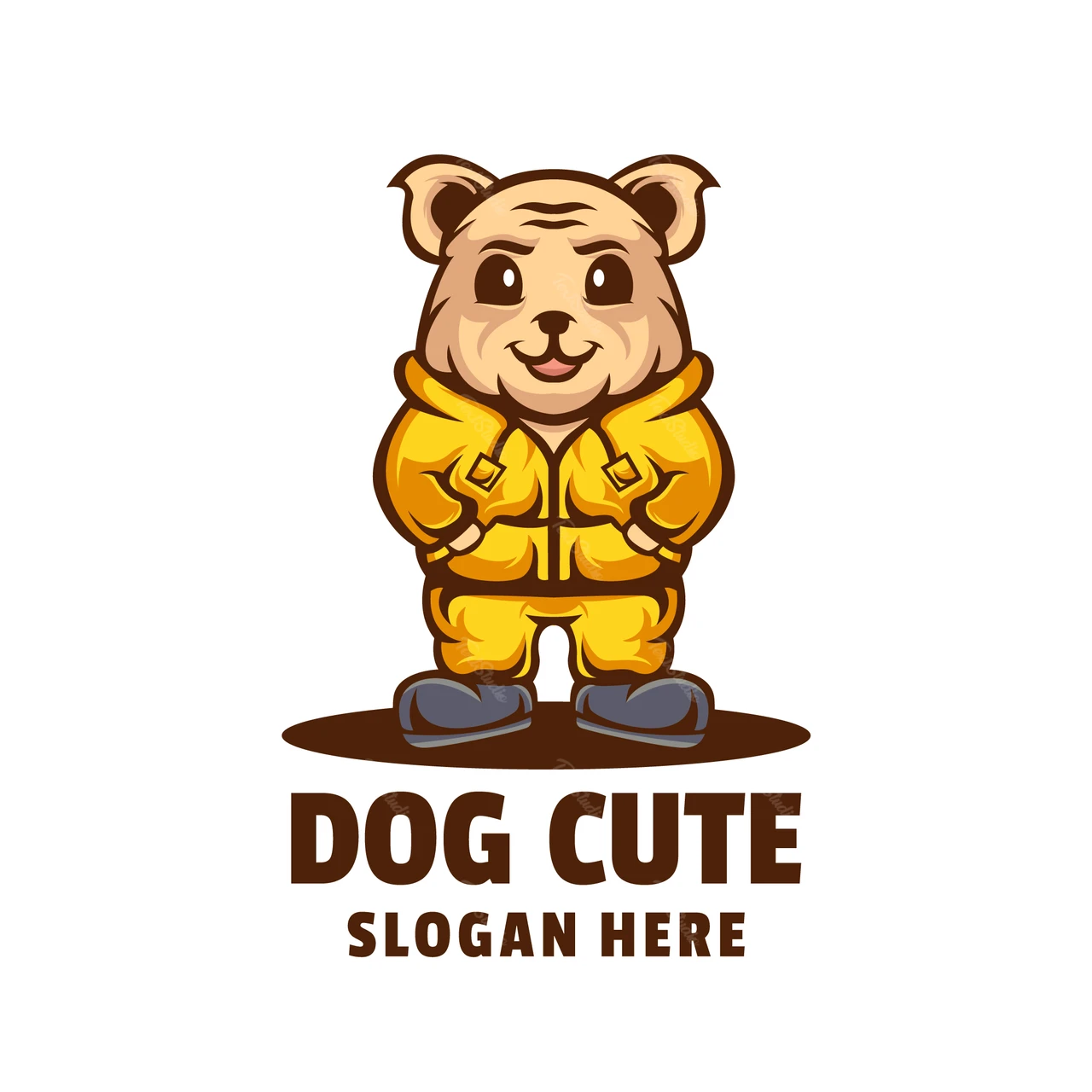 漫画スタイルのかわいい犬のマスコットロゴ