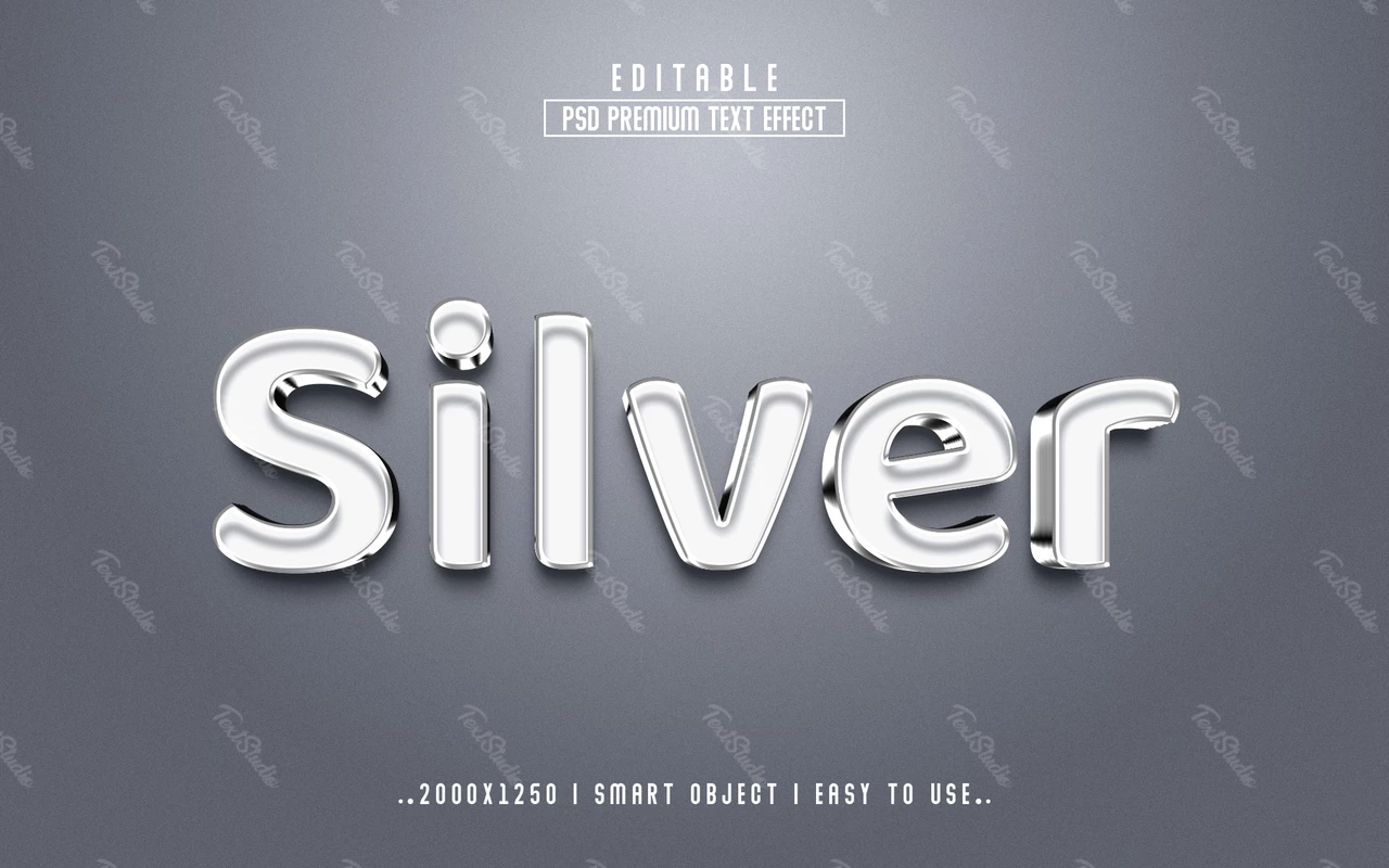 Gris plateado metal efecto texto 3d