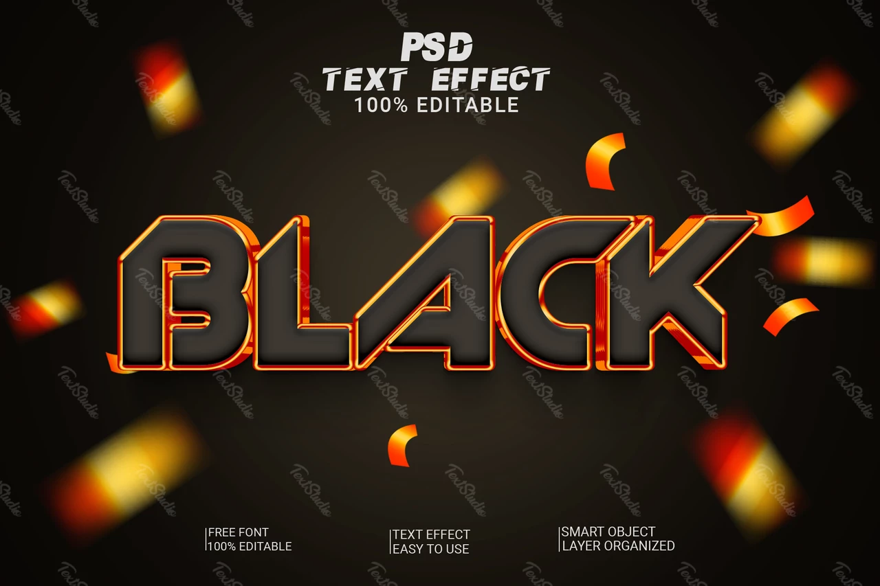 Black Doom Party 3D Text Effect