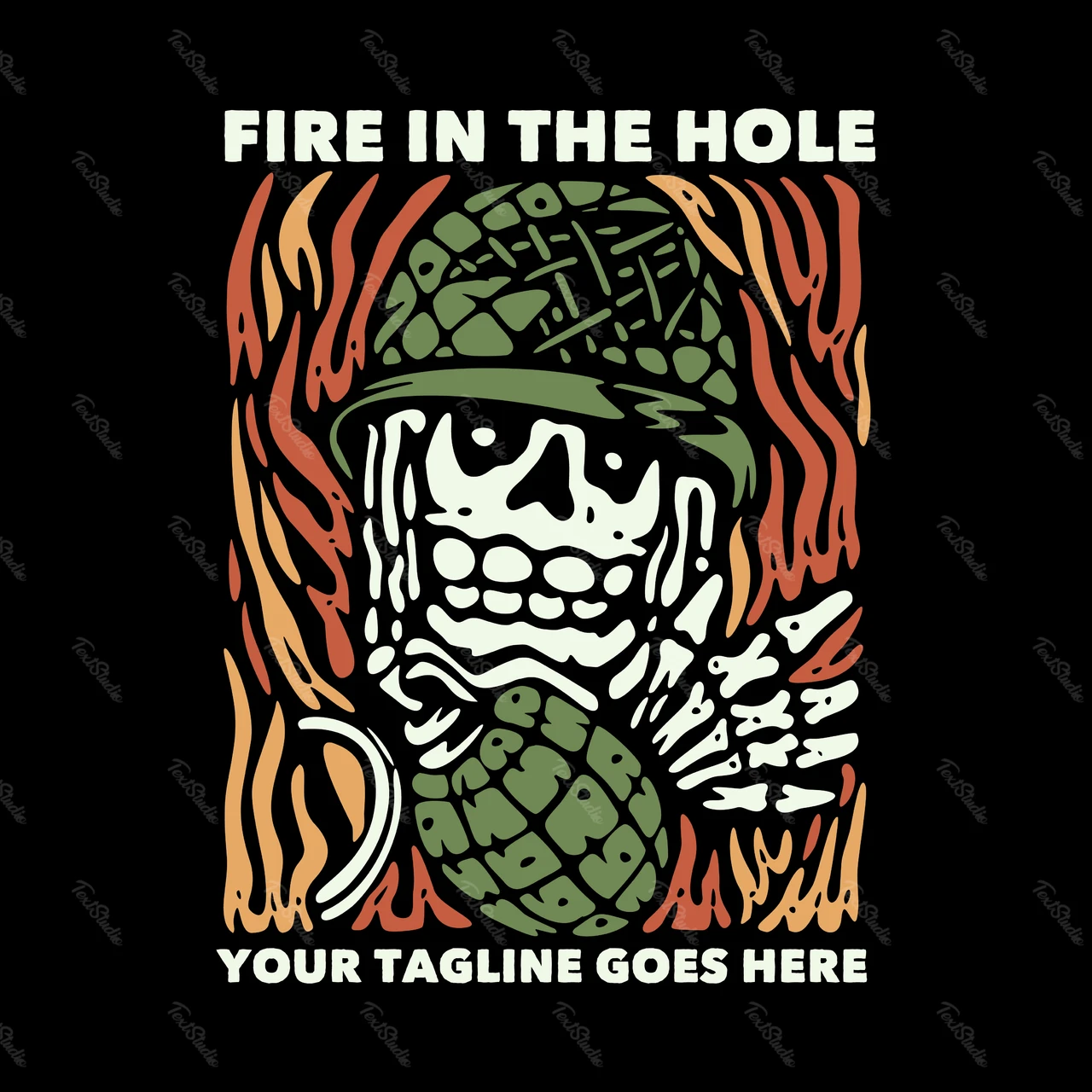 Vintage Military Skull Illustration