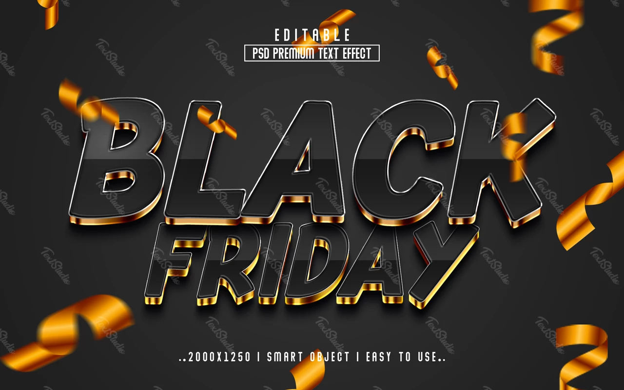 Efeito de texto em 3D da festa da Black Friday