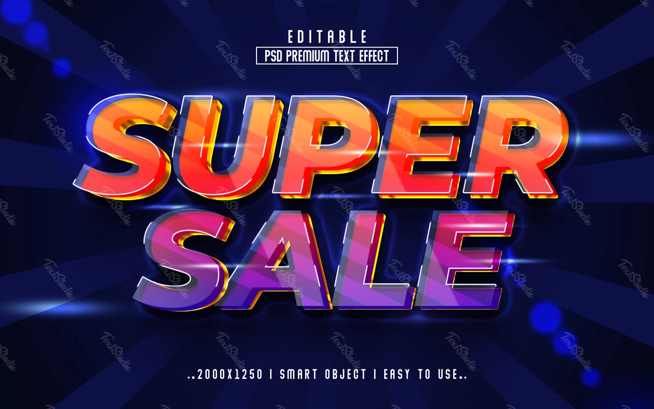 Super sale sunset 3d text effect