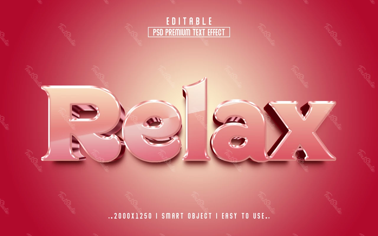 Relax glossy coral crystal 3d text effect