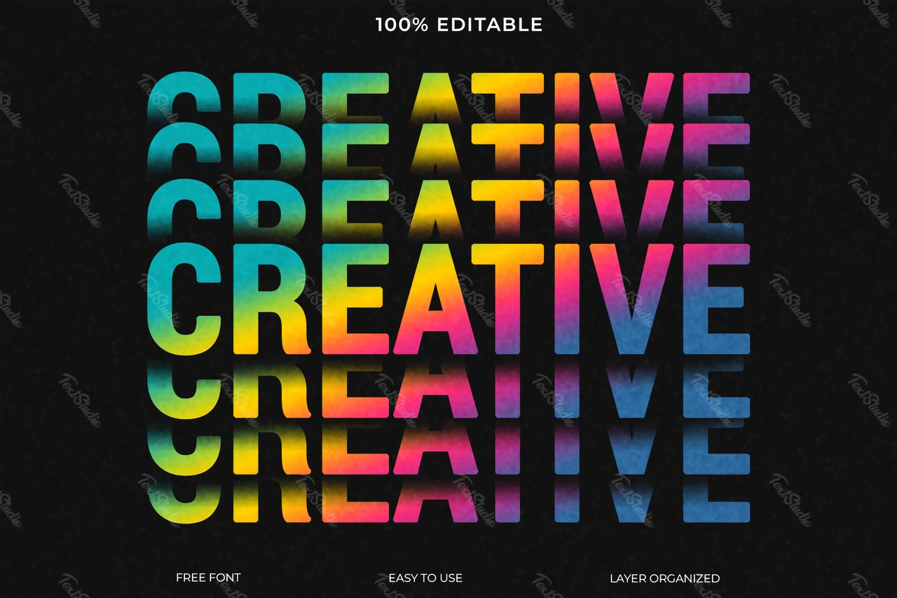 Efeito de estilo de texto Rainbow creative multiply