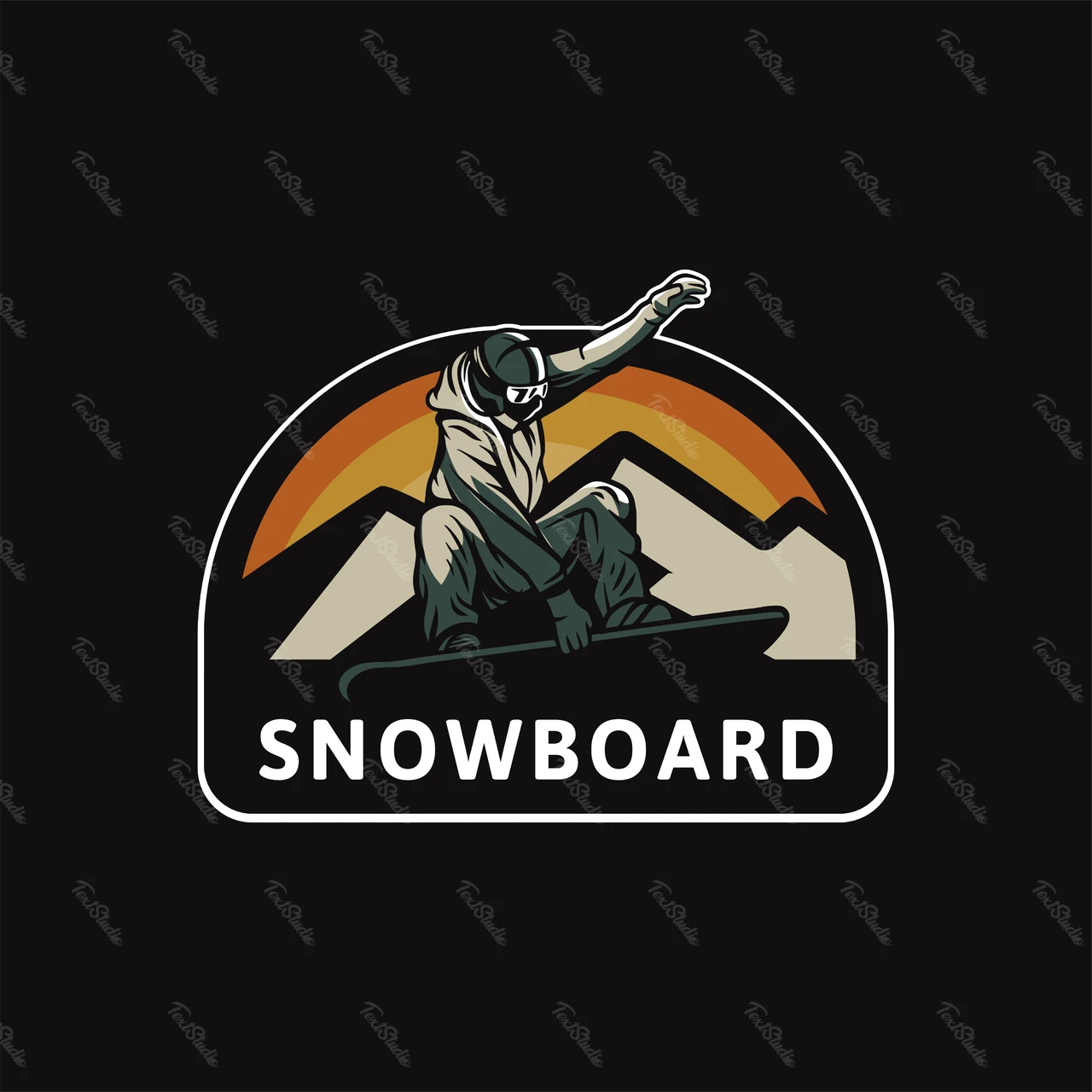 Snowboarding-Grafik im Stil eines Vintage-Abzeichens