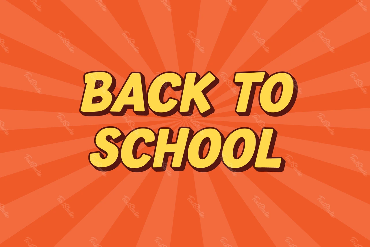 Zurück zu Schule rot sunburst Text-Effekt