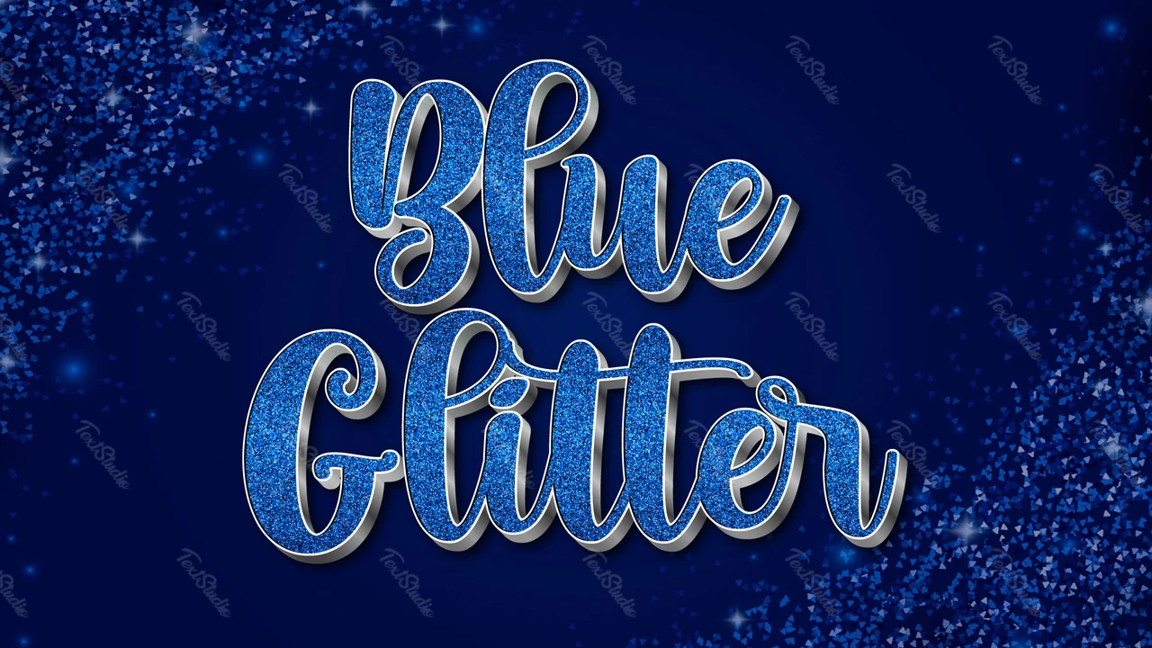 Police de caractères bleue à paillettes