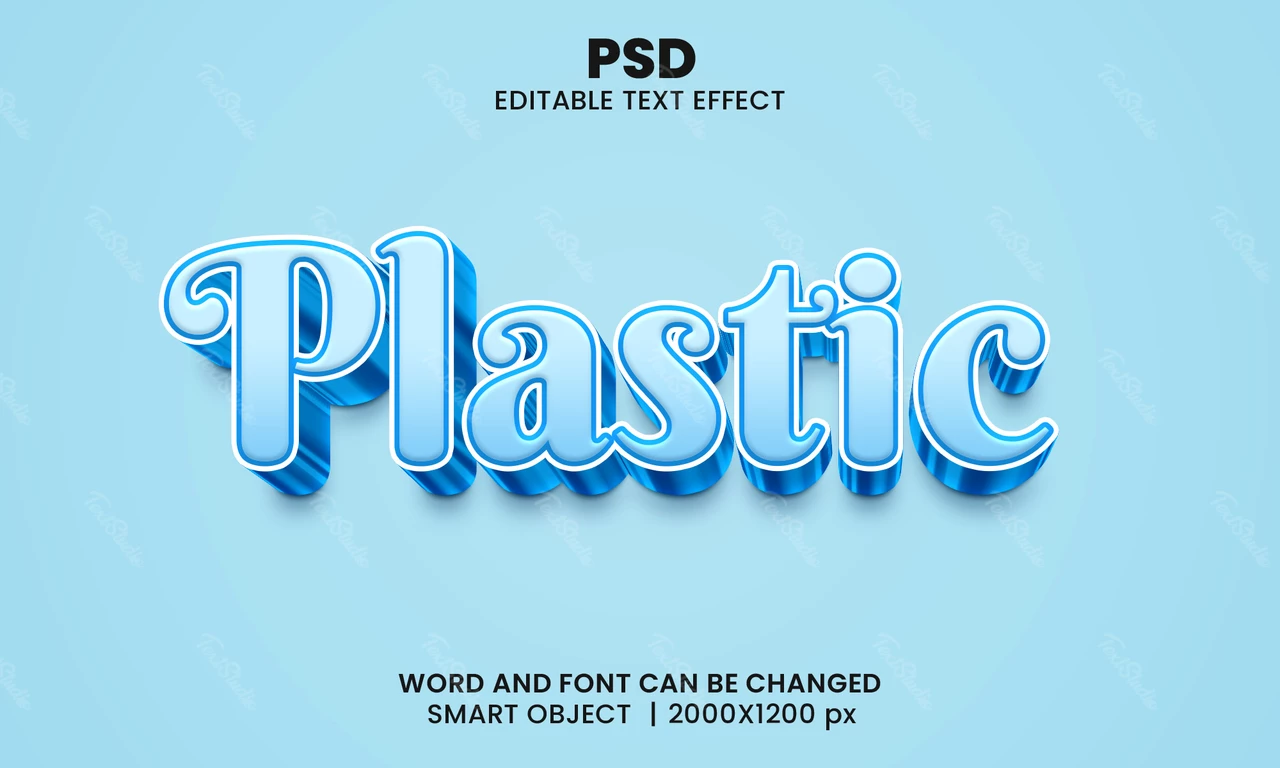 Effet de texte 3d en plastique bleu