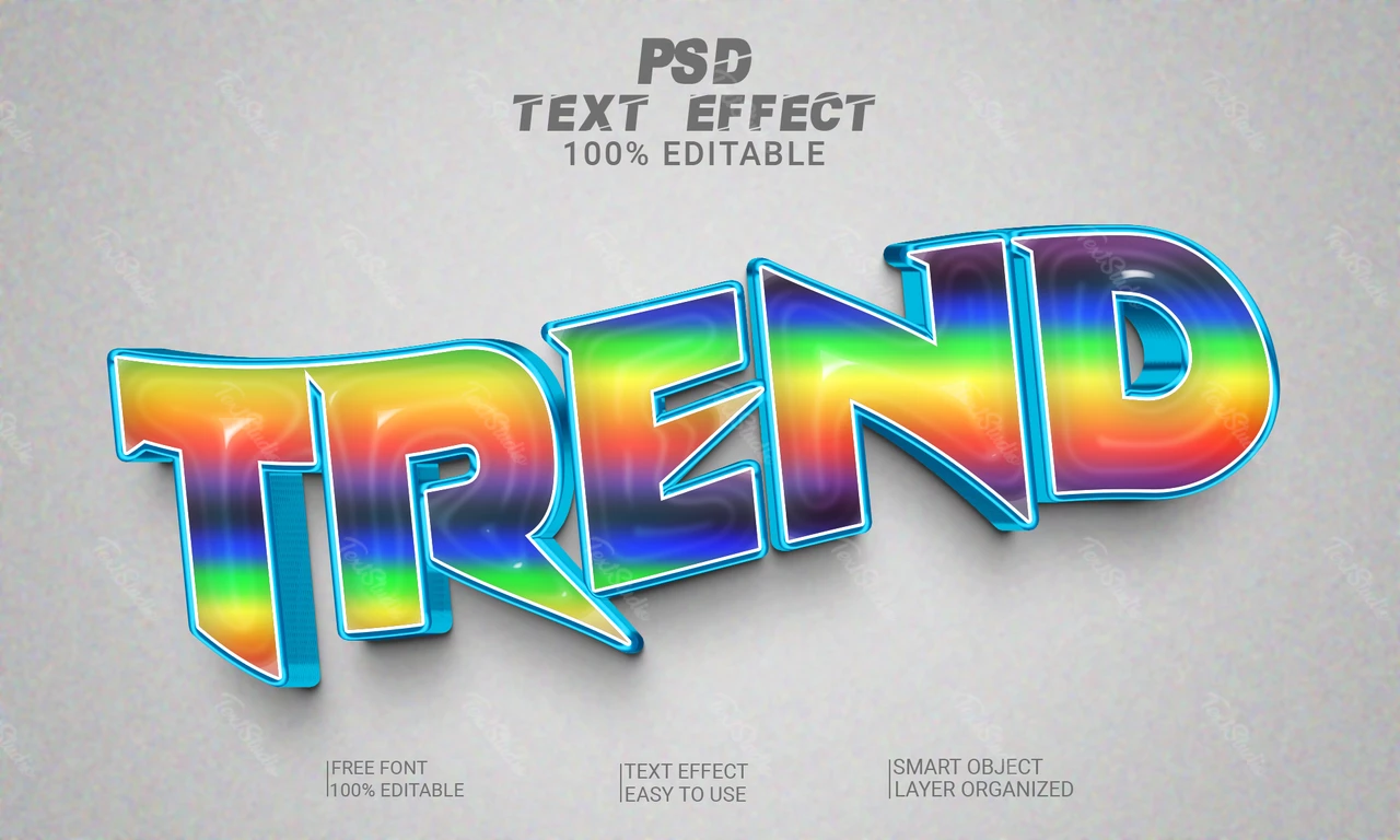 Tendencia arco iris degradado 3d estilo de fuente efecto