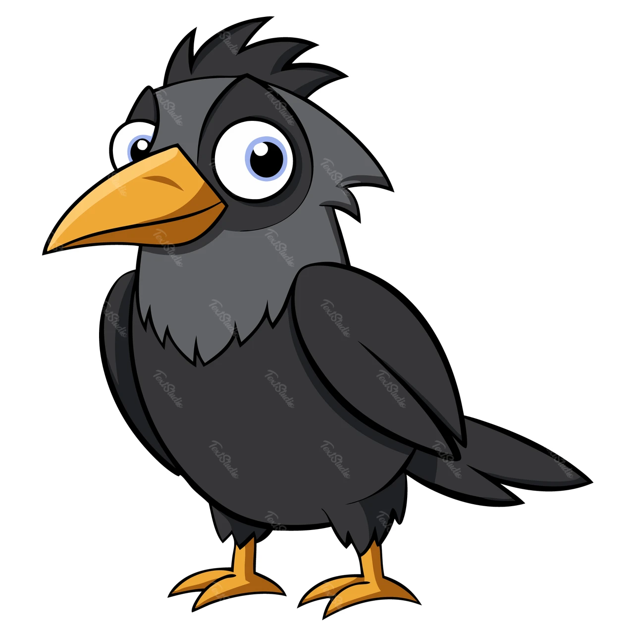 漫画風の幸せそうな鳥のイラスト