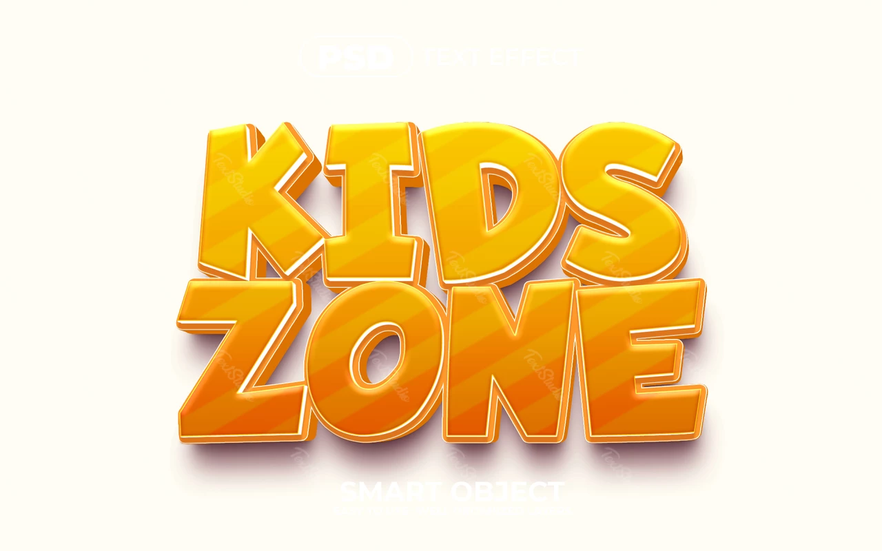 Efeito de texto 3d do Kids Zone