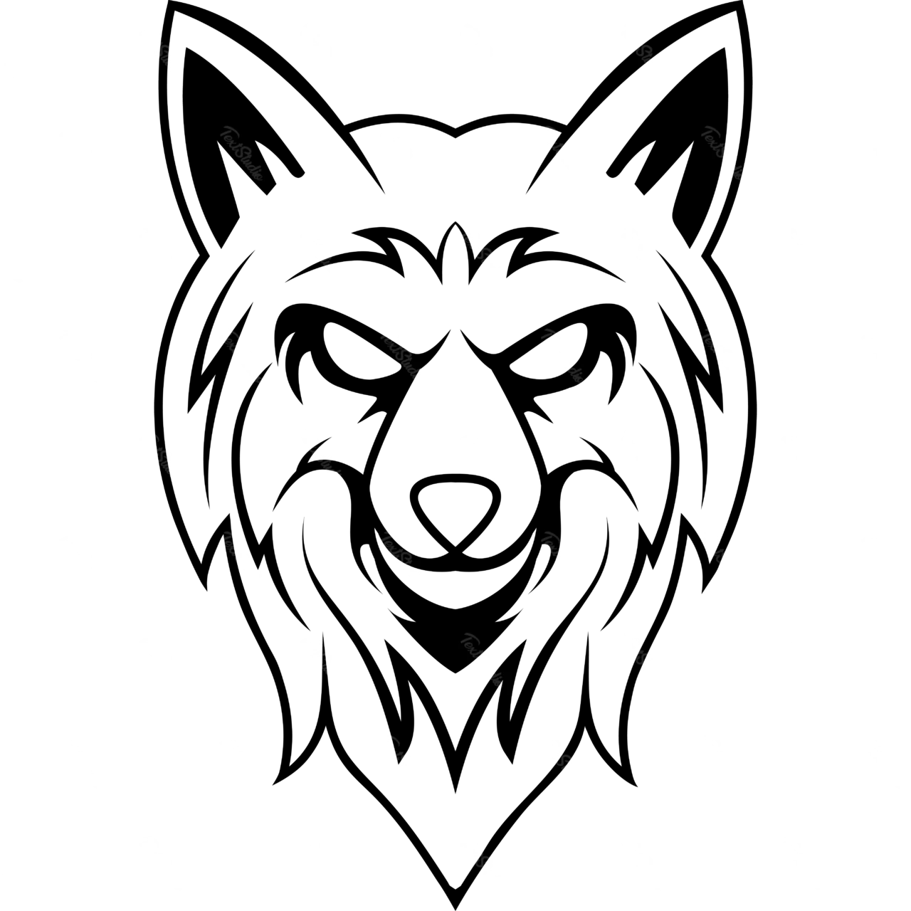 Minimalist Wolf Line Art Mascot Illustration