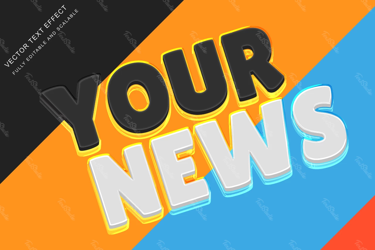 Your Cheerful News 3D Font Style Effect